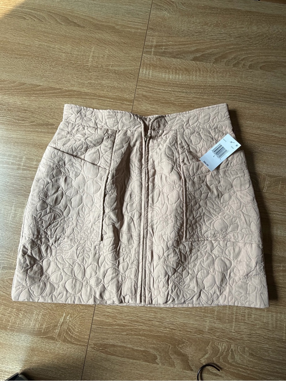 En Saison Quilted Floral Midi Skirt in Blush Pink